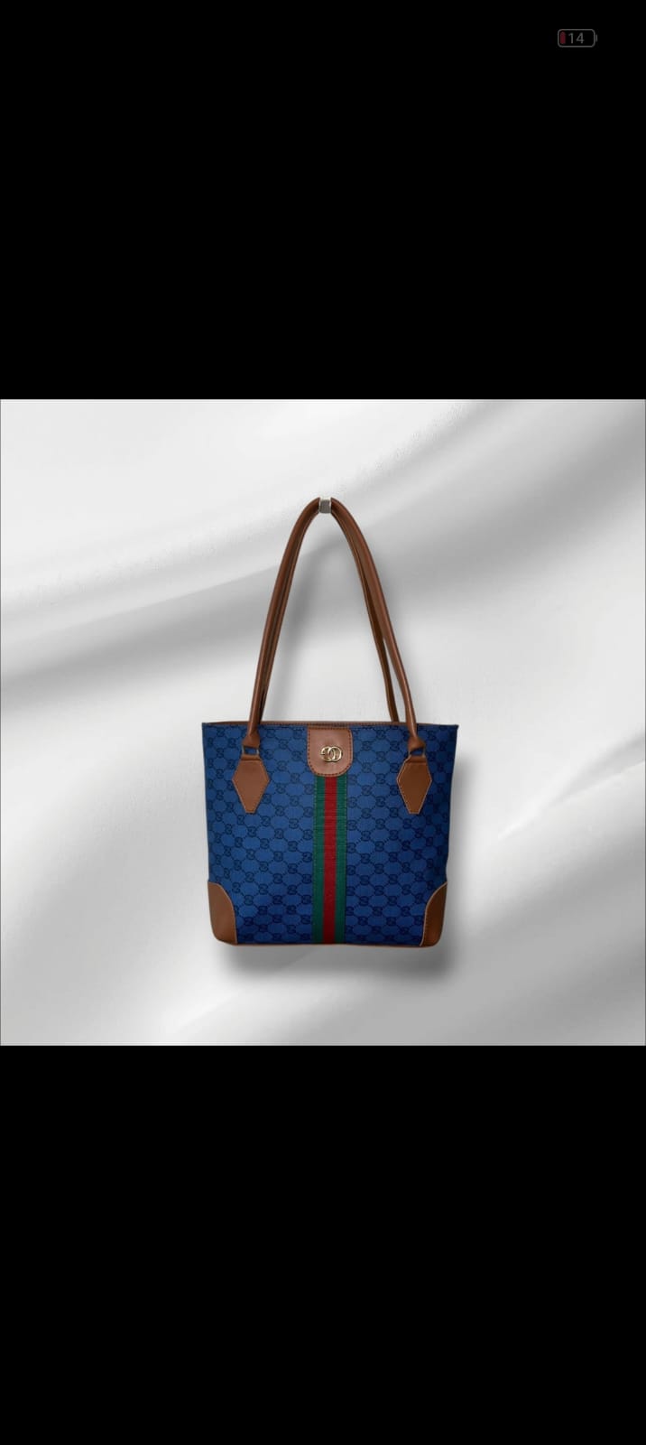 Elite Monogram Canvas Stripe Shoulder Tote —   handbag by HandbagsAvenue